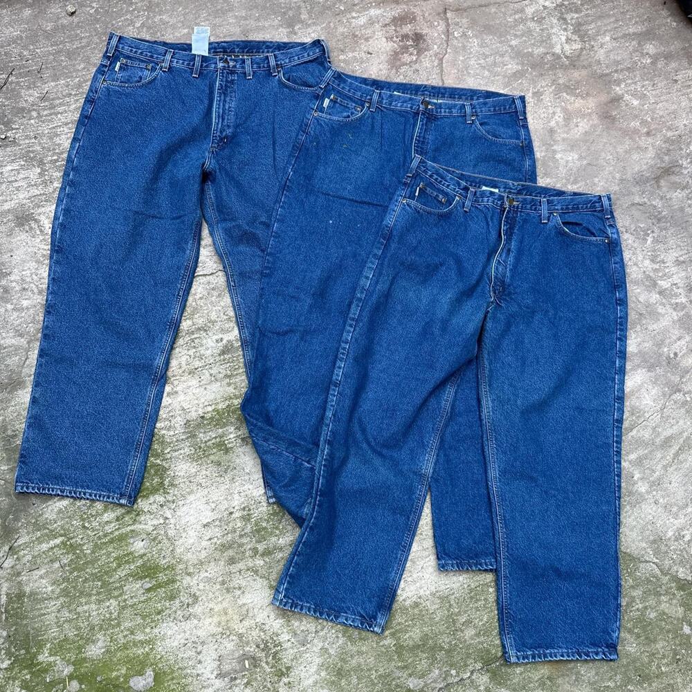 Carhartt Jeans Relaxed Fit Straight Leg Flannel Lined Denim Blue SZ 42 3 Pairs